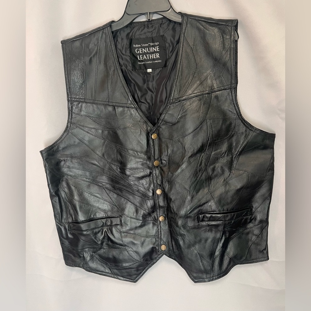 Italian Stone Design‎ Genuine Leather Vest SZ XXXL by Navarre Leather Company